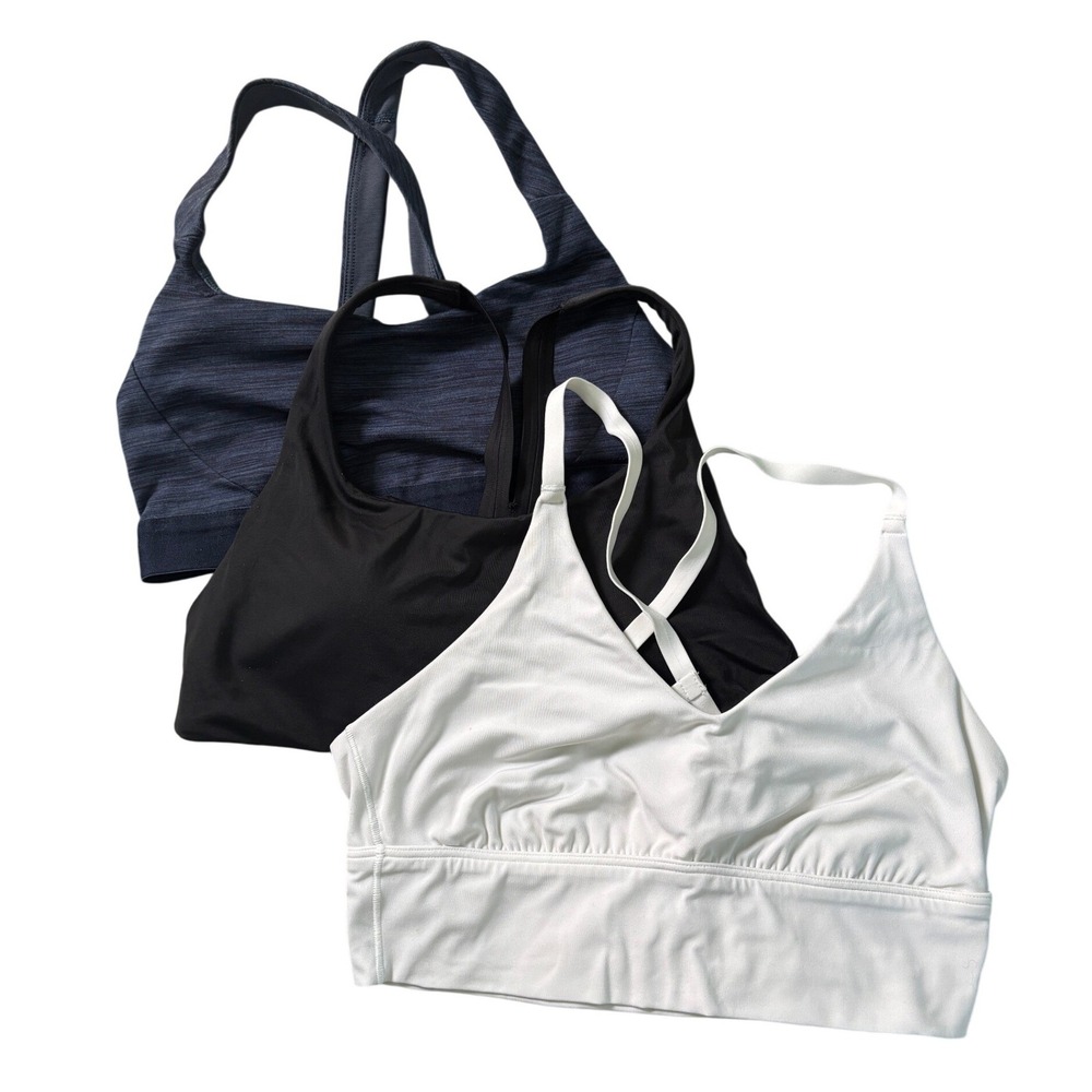 Athleta Malibu Bikini Top Aerie Patagonia Sports Bra Bundle Black White Navy M L